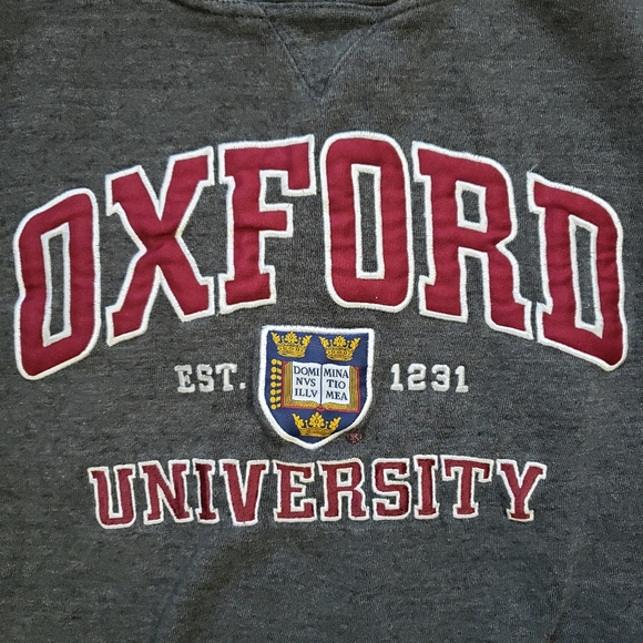 SOLD Oxford University Embroidered Logo Crewneck Sweatshirt Large Gray Pullover - Picture 3 of 11